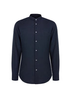Men's shirt with a stand collar and long sleeves with buttons
