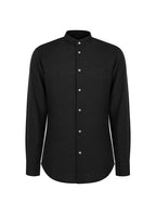 Men's shirt with a stand collar and long sleeves with buttons