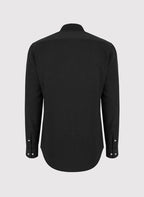 Men's shirt with a stand collar and long sleeves with buttons