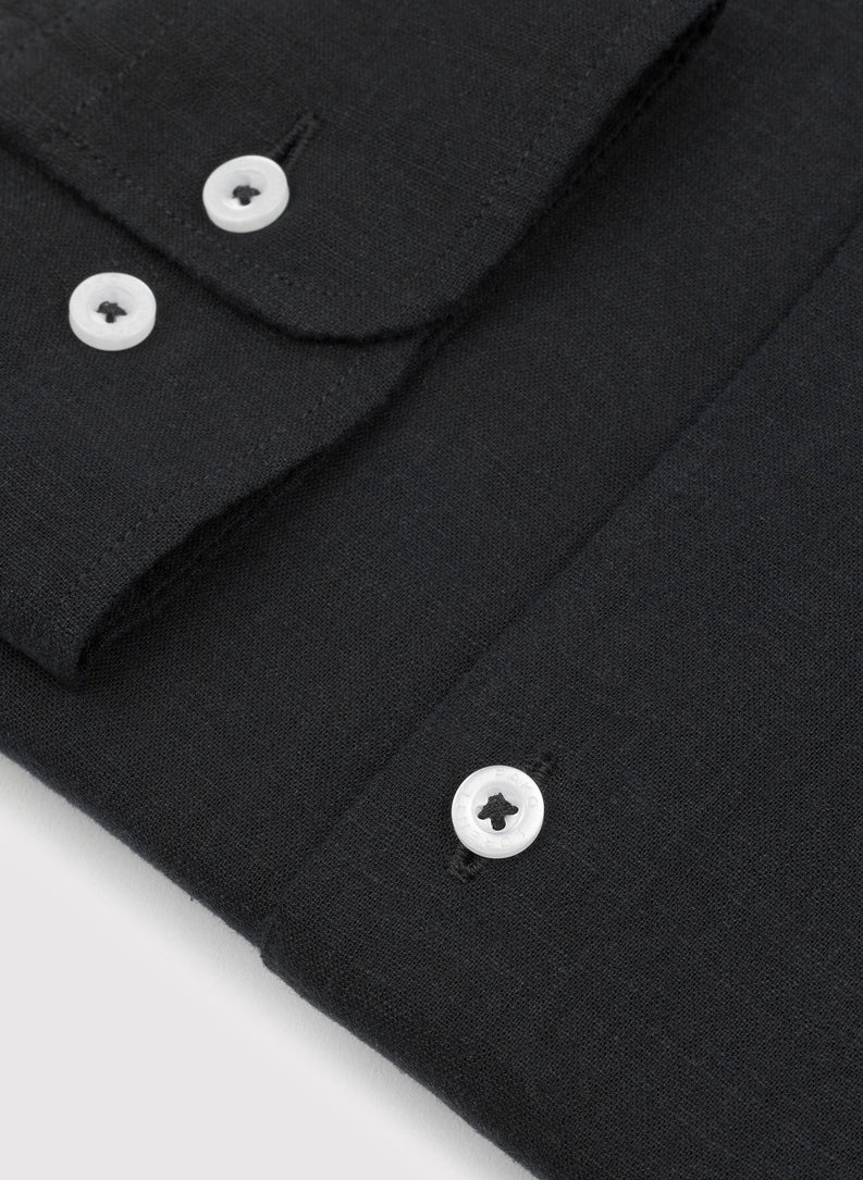 Men's shirt with a stand collar and long sleeves with buttons