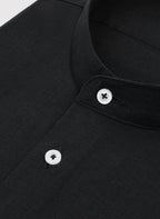 Men's shirt with a stand collar and long sleeves with buttons