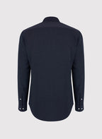 Men's shirt with a stand collar and long sleeves with buttons