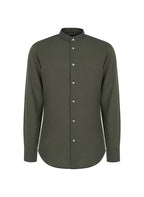 Men's shirt with a stand collar and long sleeves with buttons