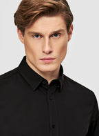 Men's shirt with a stand collar and a row of buttons down the front