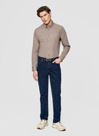 Men's shirt with a stand collar and a row of buttons down the front
