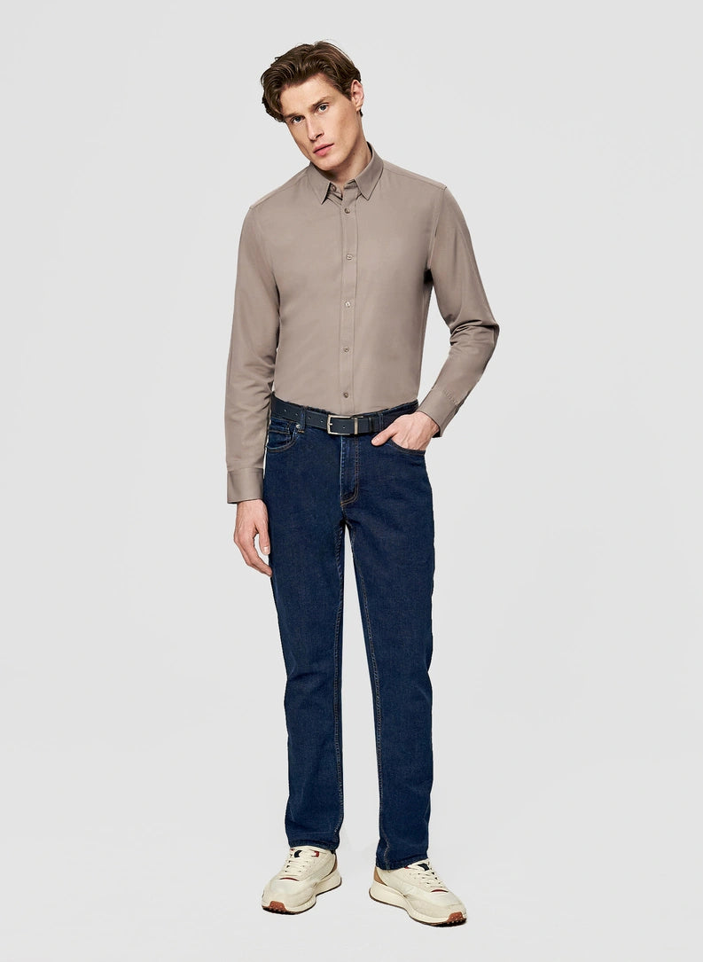 Men's shirt with a stand collar and a row of buttons down the front