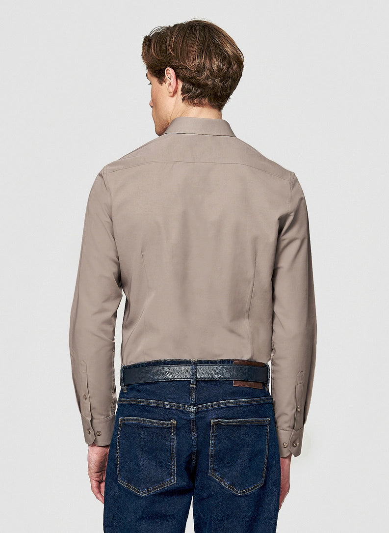 Men's shirt with a stand collar and a row of buttons down the front