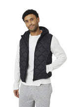 Męska Pikowana Kamizelka z Kapturem i Diamentowym Wzorem Przeszyć