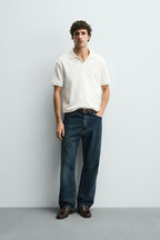 Men's polo shirt in vertical pattern