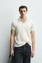 Men's polo shirt made of ribbed knit with a regular fit