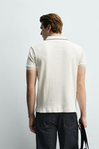 Men's polo shirt made of ribbed knit with a regular fit