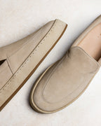 Men's Slip-On Loafers with Suede-Like Texture and Decorative Stitching on the Toe