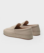 Men's Slip-On Loafers with Suede-Like Texture and Decorative Stitching on the Toe