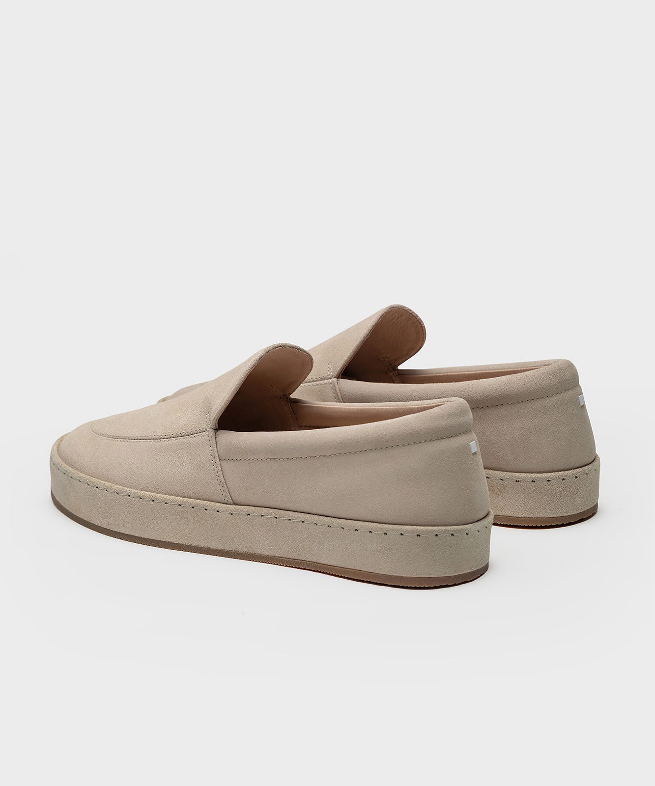 Men's Slip-On Loafers with Suede-Like Texture and Decorative Stitching on the Toe