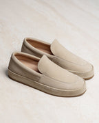 Men's Slip-On Loafers with Suede-Like Texture and Decorative Stitching on the Toe