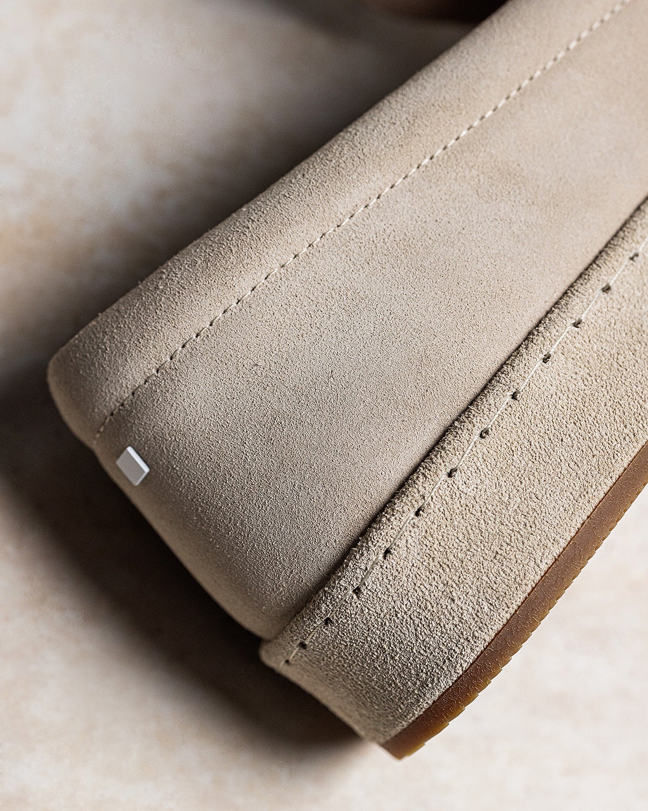 Men's Slip-On Loafers with Suede-Like Texture and Decorative Stitching on the Toe