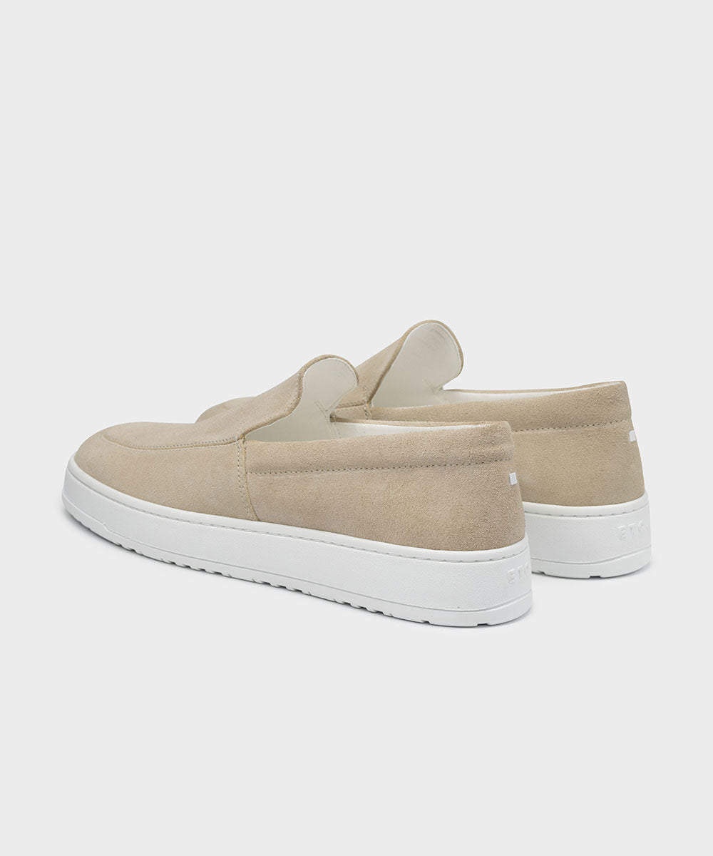 Men's Slip-On Loafers with Suede-Like Texture on Thick Sole