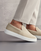Men's Slip-On Loafers with Suede-Like Texture on Thick Sole