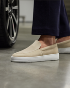 Men's Slip-On Loafers with Suede-Like Texture on Thick Sole