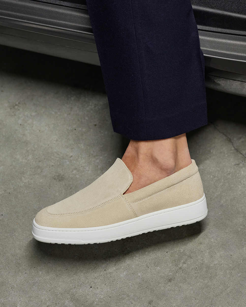 Men's Slip-On Loafers with Suede-Like Texture on Thick Sole