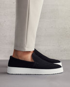 Men's Slip-On Loafers with Smooth Upper on Contrasting White Sole