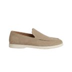 Men's Slip-On Loafers with Smooth Upper on Contrasting White Sole