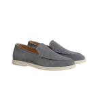 Men's Slip-On Loafers with Smooth Upper on Contrasting White Sole