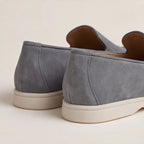 Men's Slip-On Loafers with Smooth Upper on Contrasting White Sole