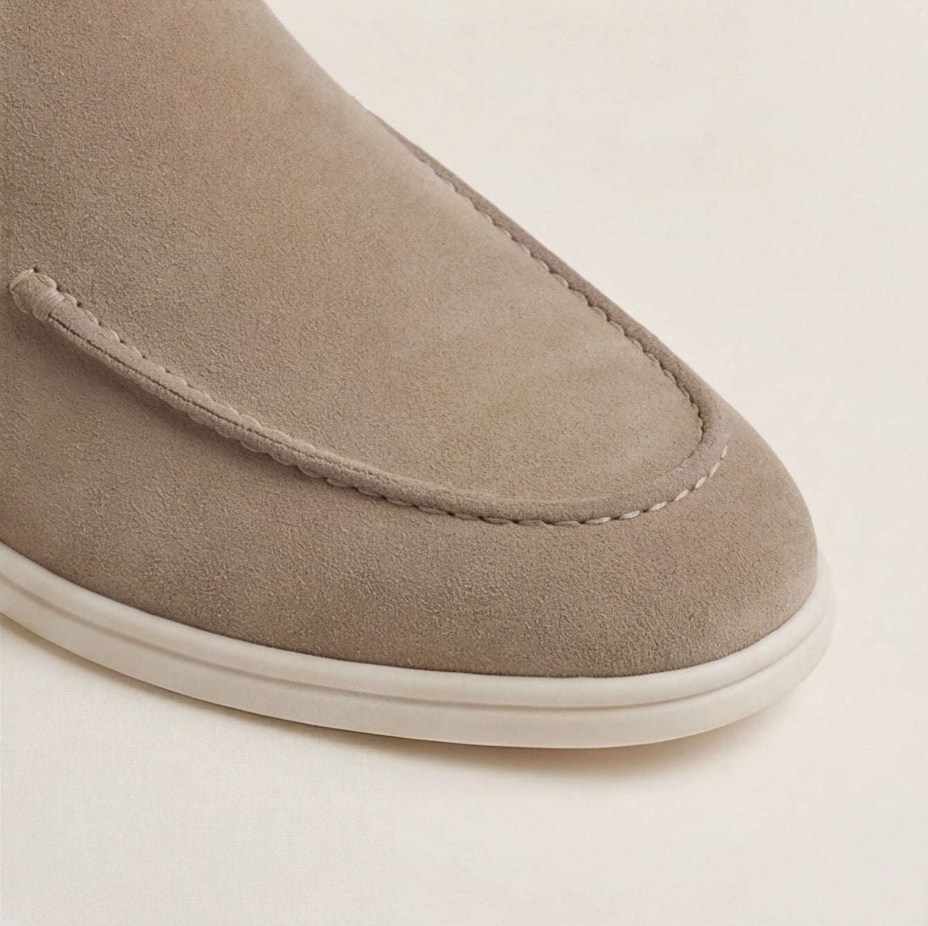 Men's Slip-On Loafers with Smooth Upper on Contrasting White Sole