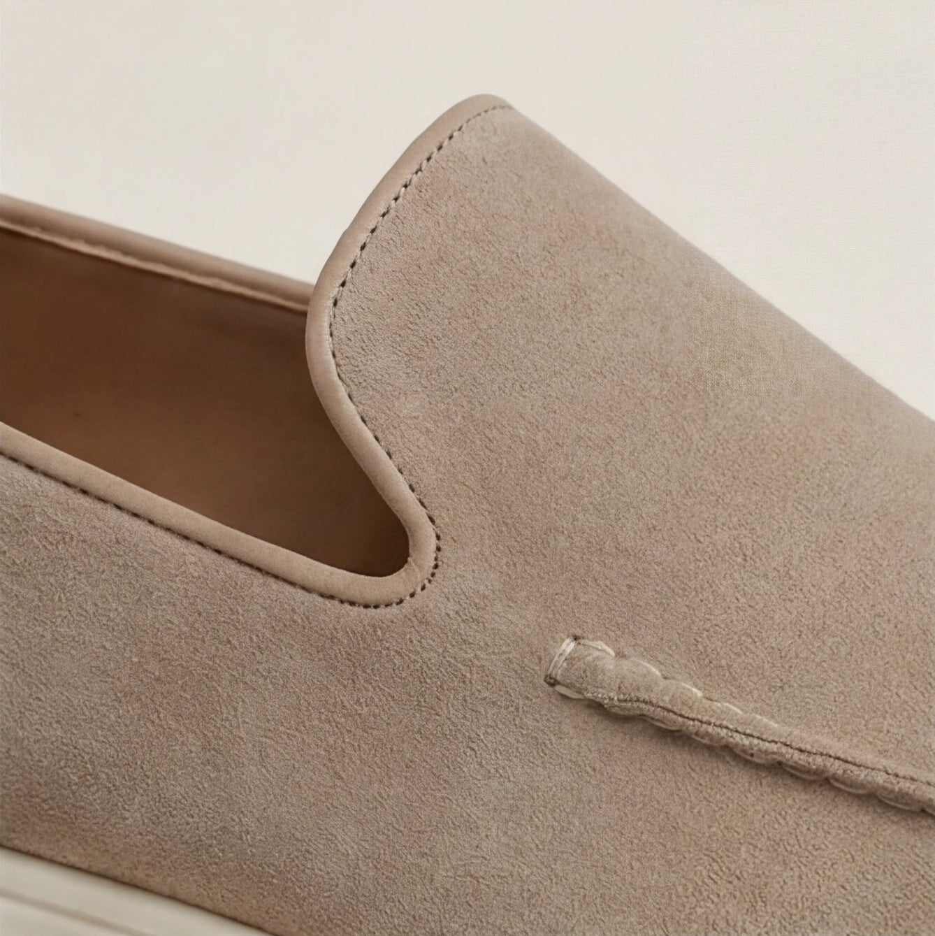Men's Slip-On Loafers with Smooth Upper on Contrasting White Sole