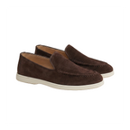 Men's Slip-On Loafers with Smooth Upper on Contrasting White Sole