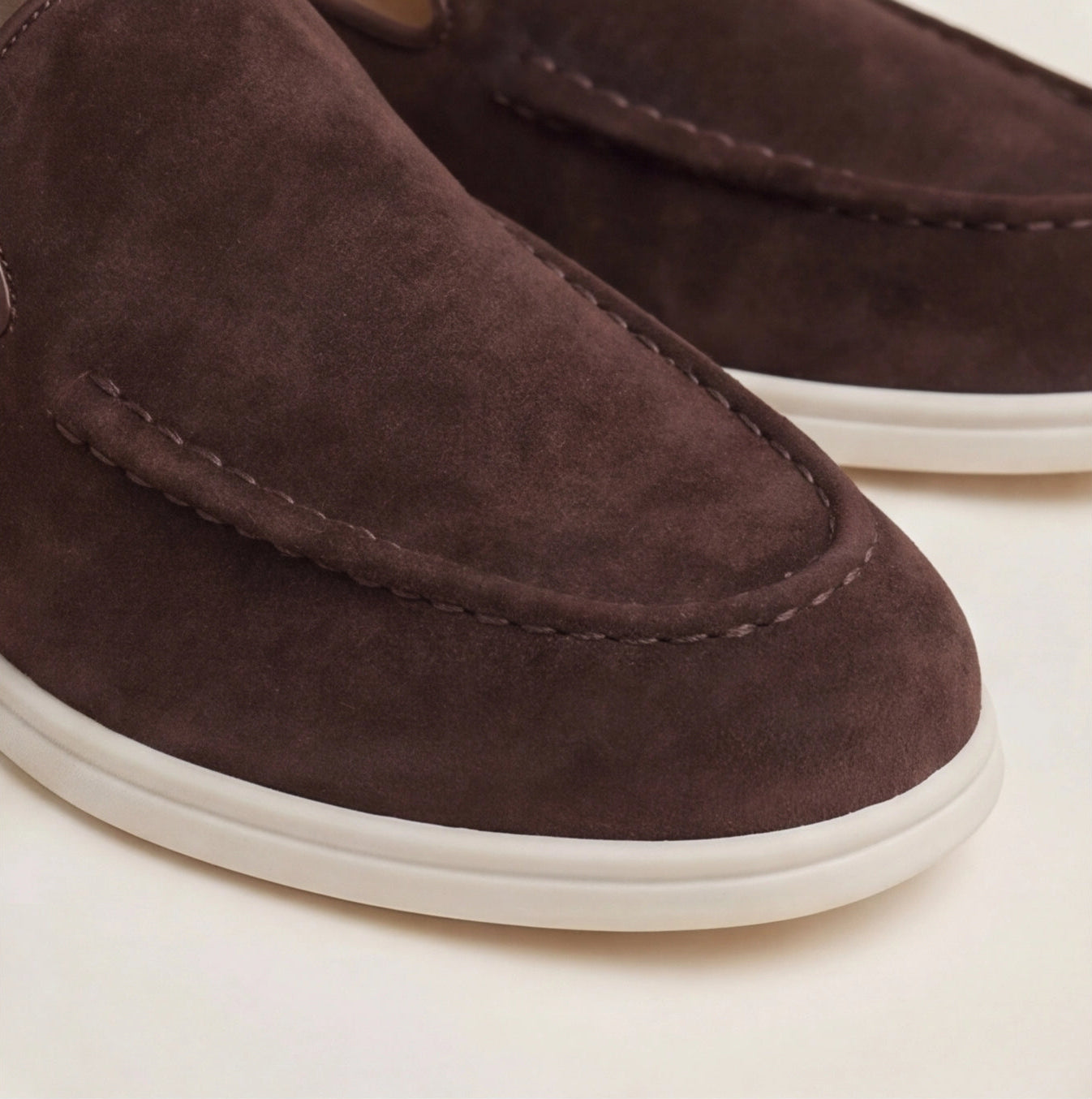Men's Slip-On Loafers with Smooth Upper on Contrasting White Sole