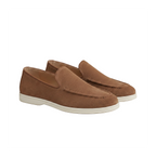 Men's Slip-On Loafers with Smooth Upper on Contrasting White Sole