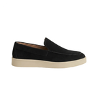 Men's Slip-On Loafers with Smooth Upper on Contrasting White Sole