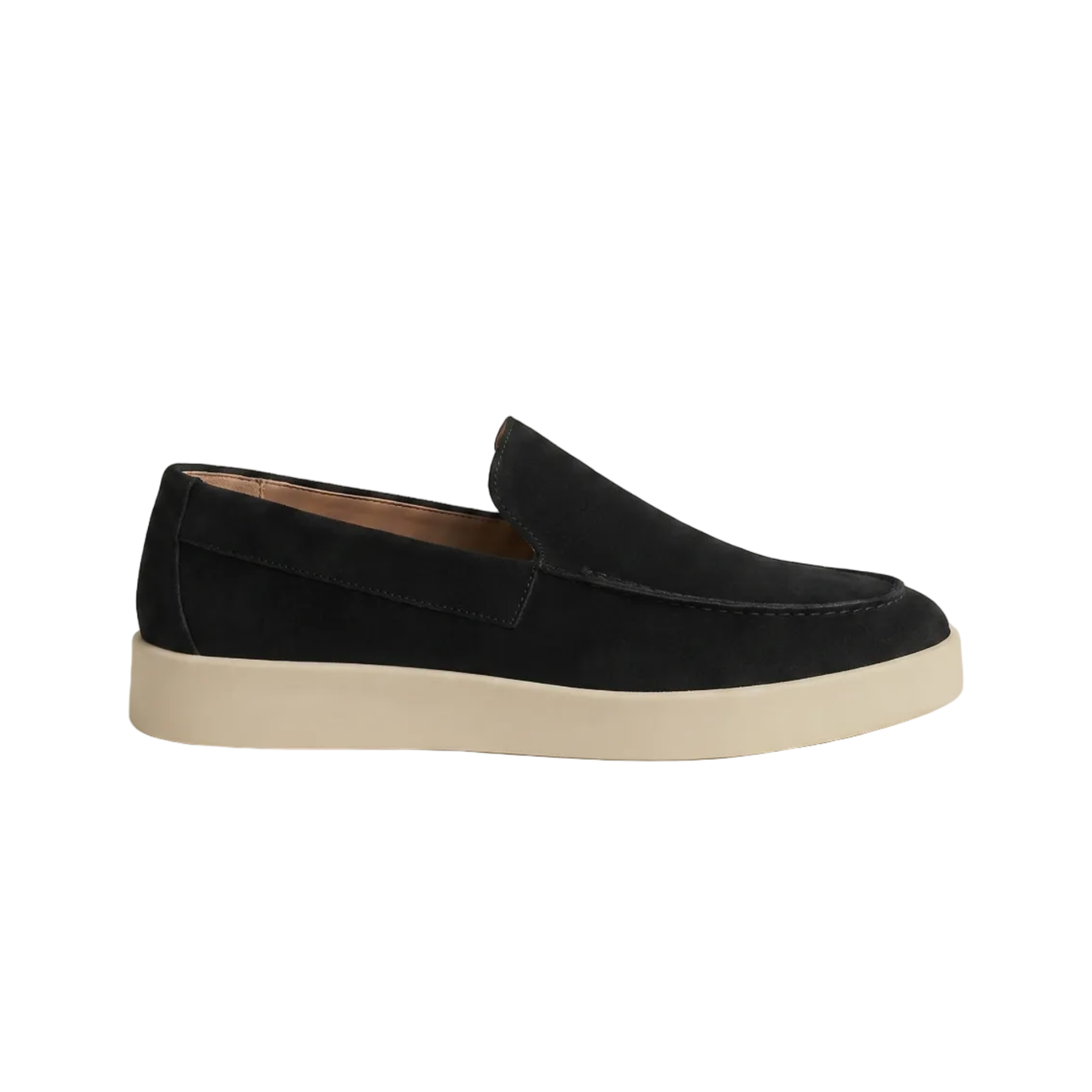 Men's Slip-On Loafers with Smooth Upper on Contrasting White Sole