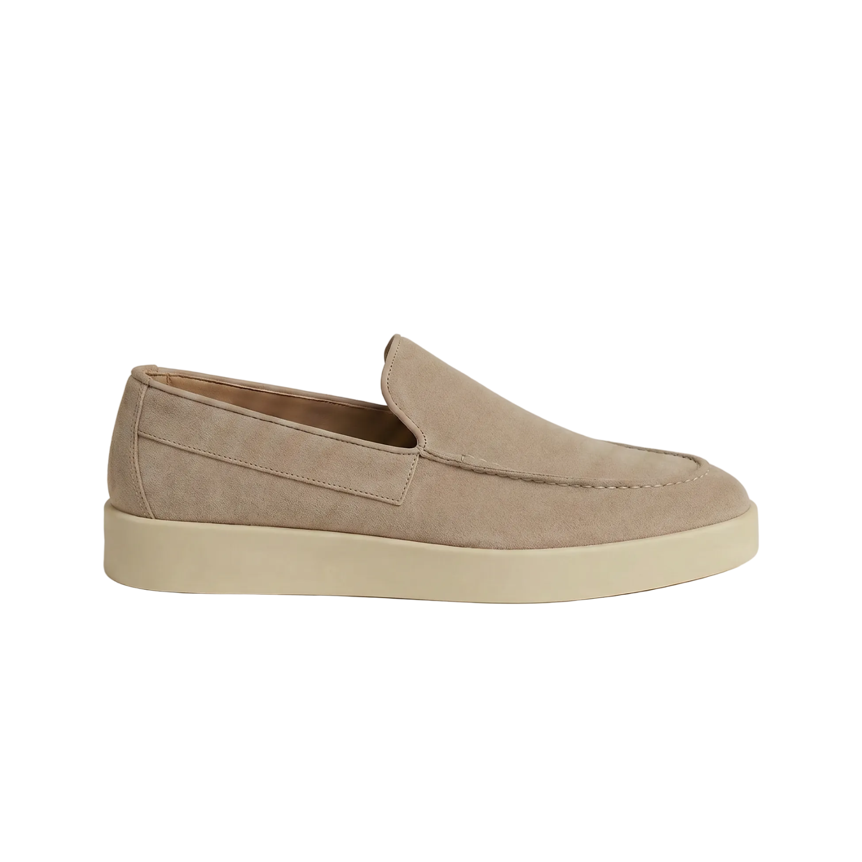 Men's Slip-On Loafers with Smooth Upper on Contrasting White Sole