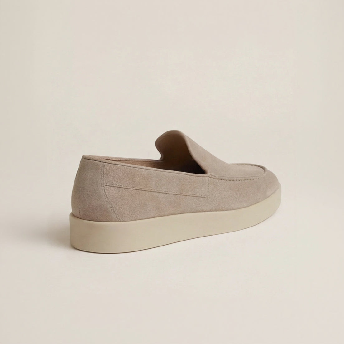 Men's Slip-On Loafers with Smooth Upper on Contrasting White Sole