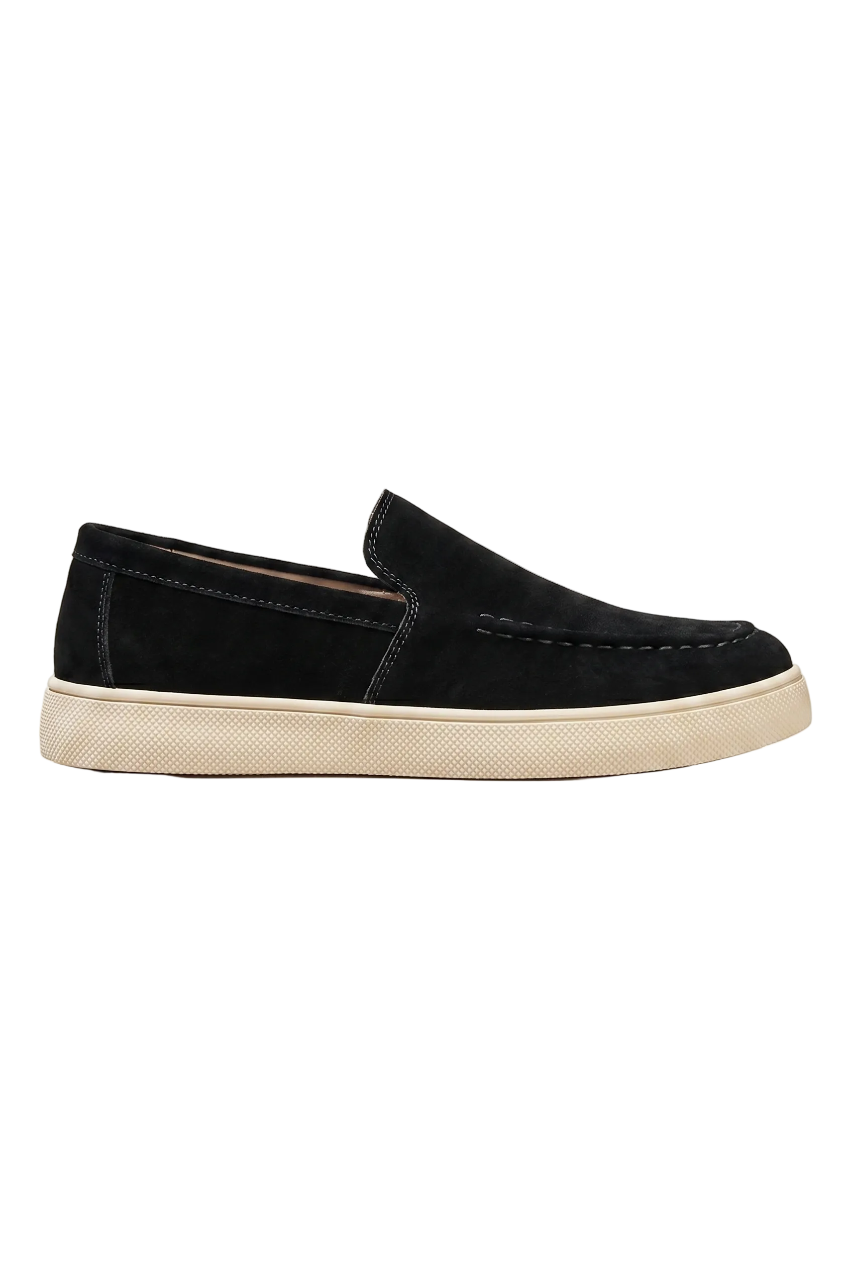 Men's Slip-On Loafers with Smooth Upper on Contrasting White Sole