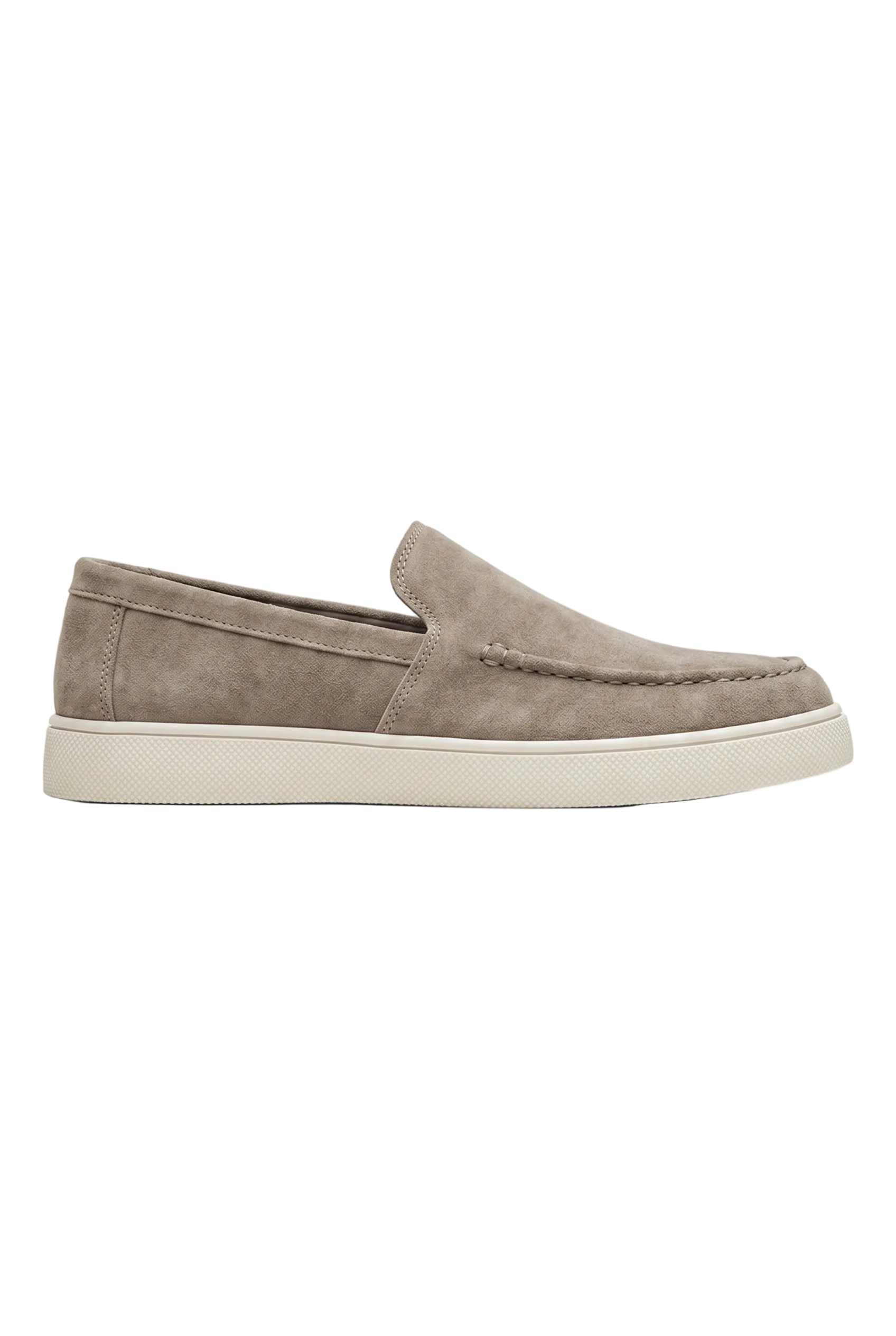Men's Slip-On Loafers with Smooth Upper on Contrasting White Sole
