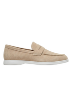 Men's Slip-On Loafers with Smooth Upper on Contrasting White Sole