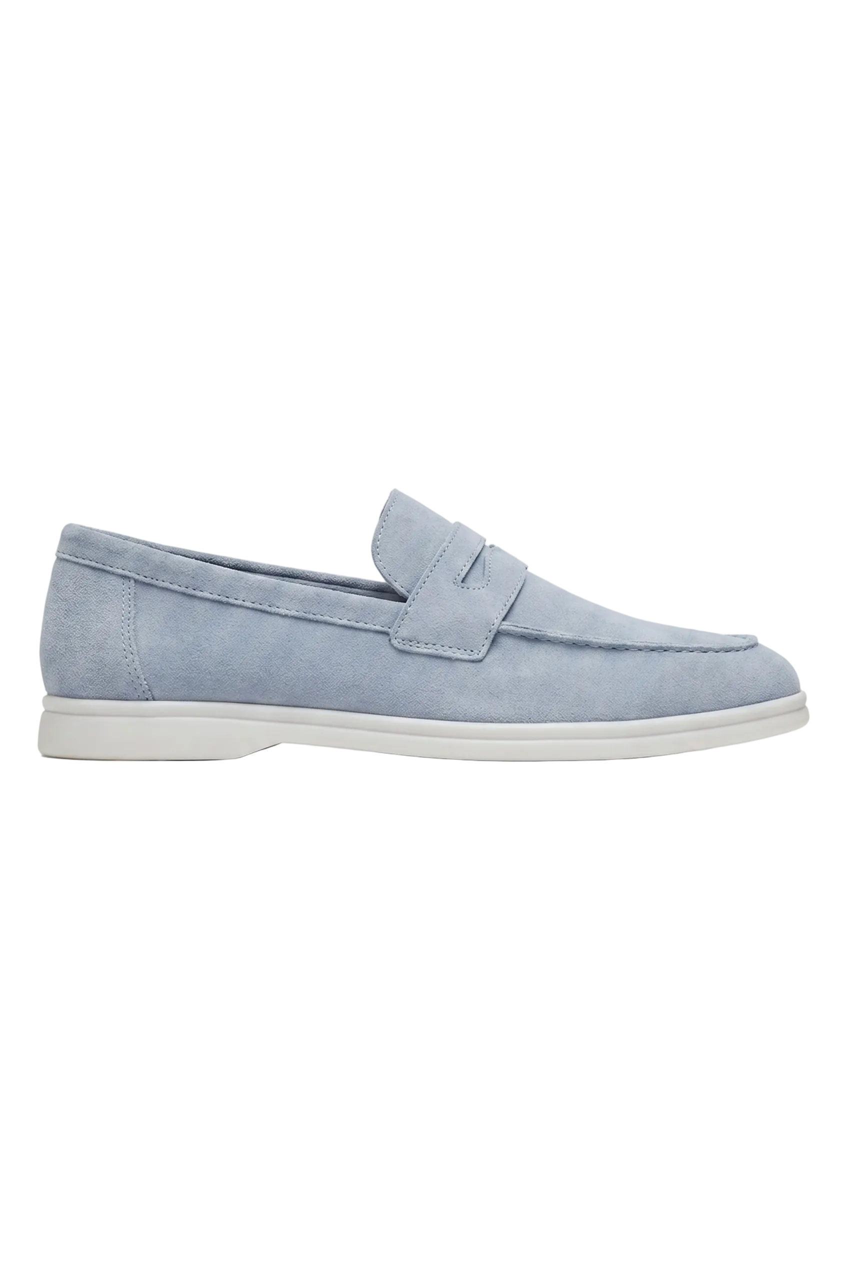 Men's Slip-On Loafers with Smooth Upper on Contrasting White Sole