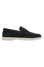 Men's Slip-On Loafers with Smooth Upper on Contrasting White Sole