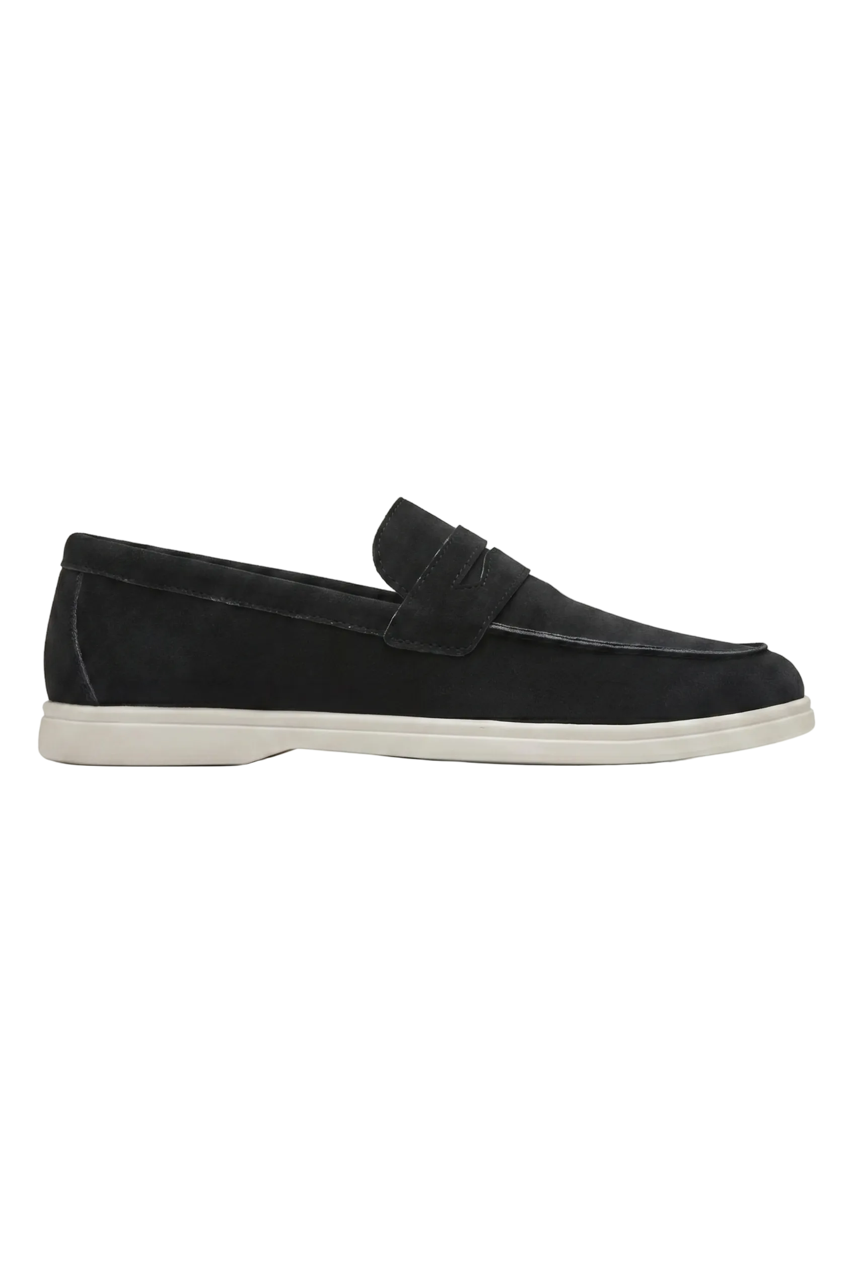 Men's Slip-On Loafers with Smooth Upper on Contrasting White Sole