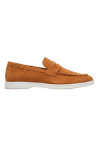 Men's Slip-On Loafers with Smooth Upper on Contrasting White Sole