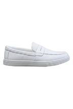 Men's Slip-On Loafers with Smooth Upper on Contrasting White Sole