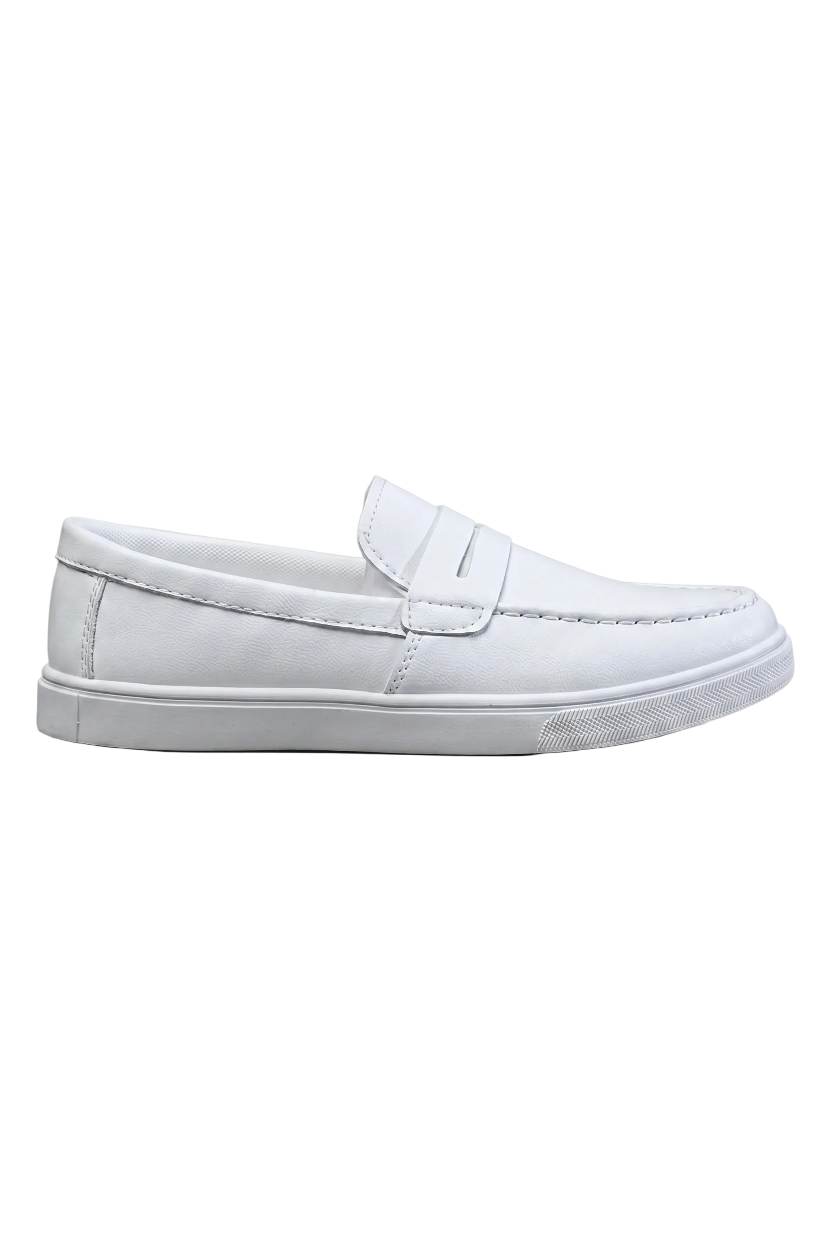 Men's Slip-On Loafers with Smooth Upper on Contrasting White Sole