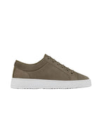 Men's Lace-Up Sneakers with Suede-Like Texture on White Sole