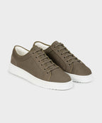 Men's Lace-Up Sneakers with Suede-Like Texture on White Sole