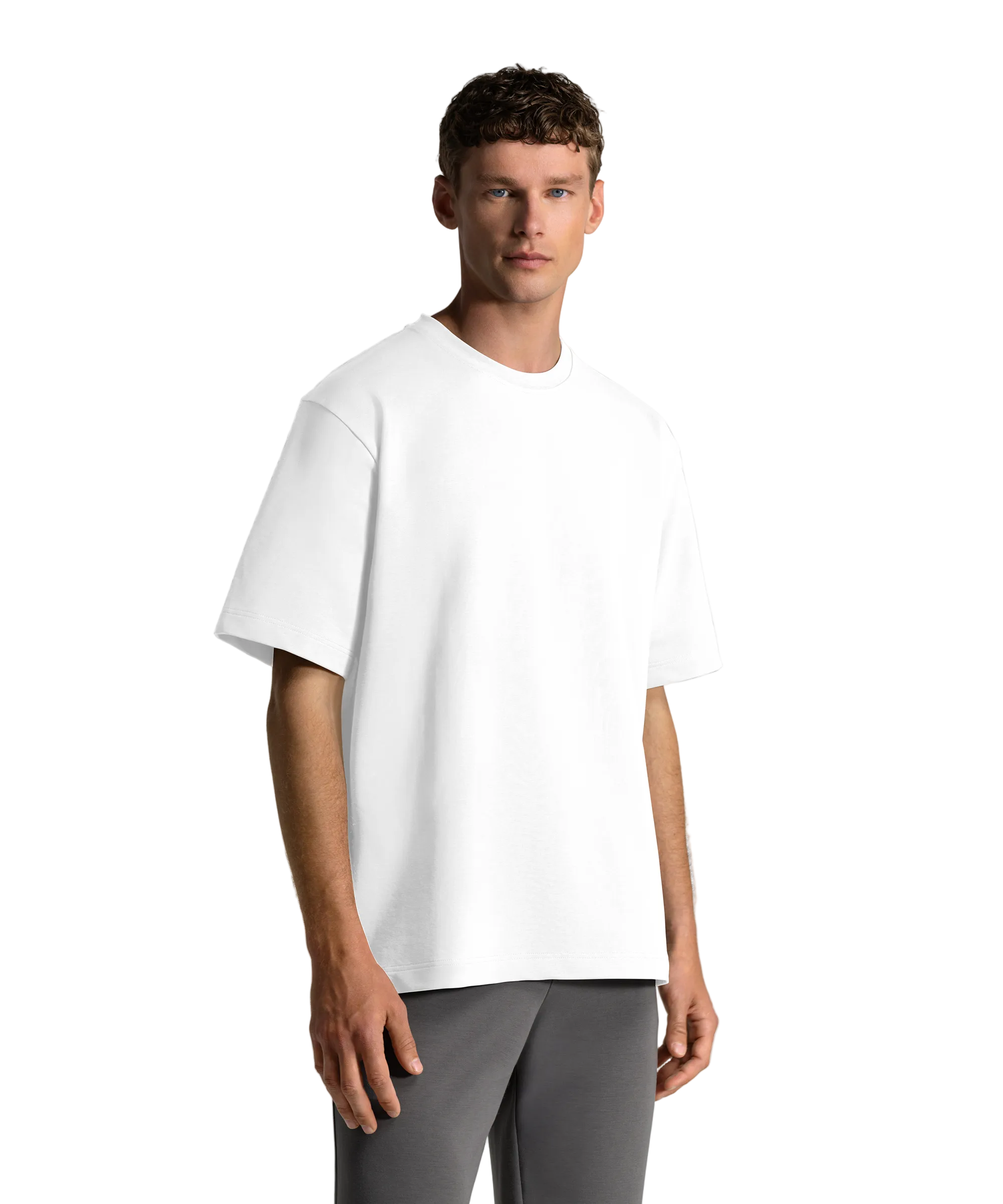 Men's Oversized T-shirt with Dense Texture and Reinforced Collar