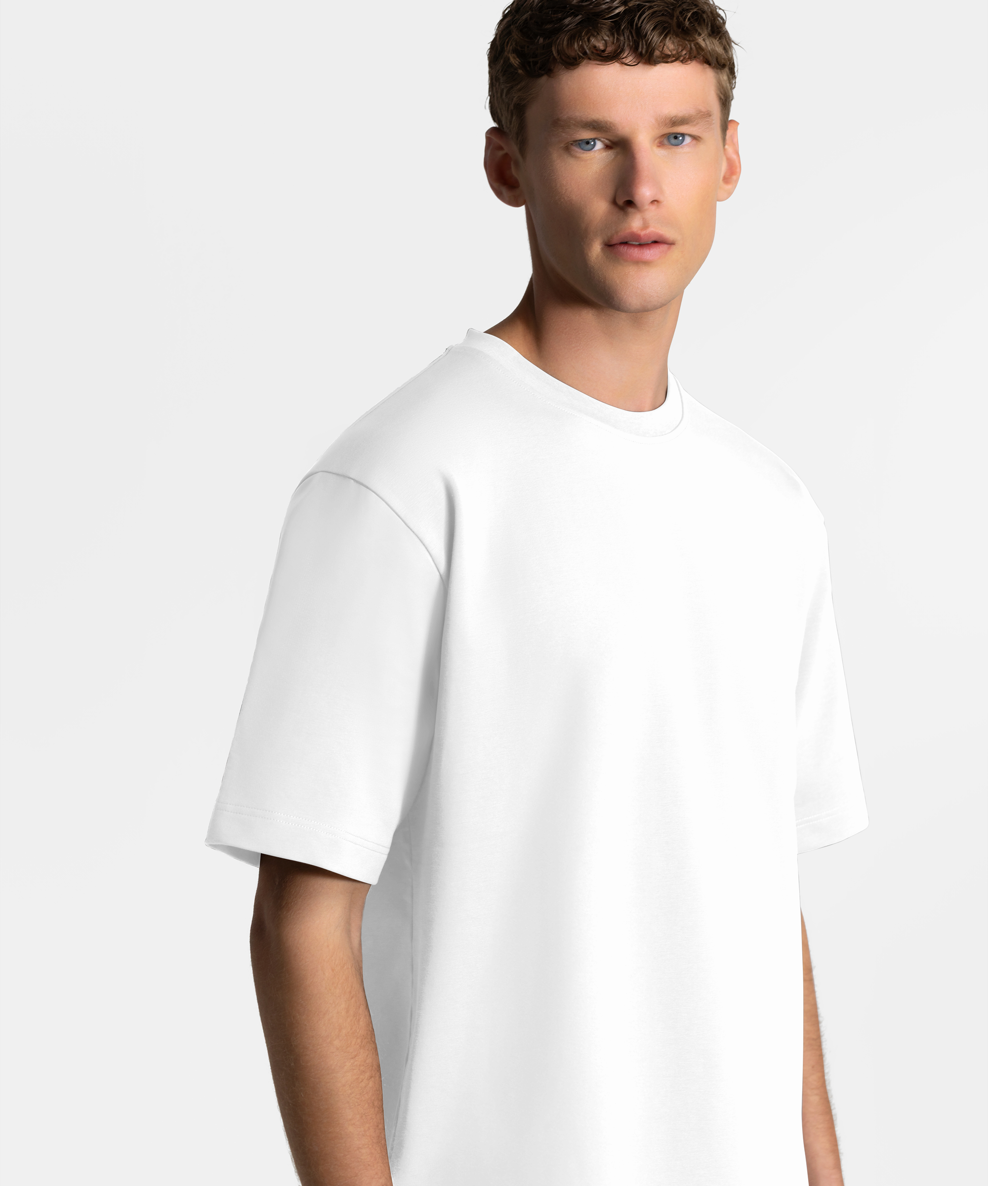 Men's Oversized T-shirt with Dense Texture and Reinforced Collar